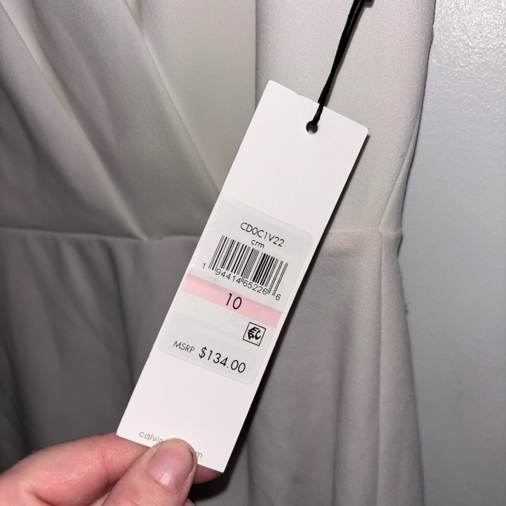 Calvin Klein Asymmetrical Career Work Business White Dress Womens Size 10 - Picture 6 of 7